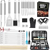 Morole 45 PCS BBQ Grillbesteck Tool Set, Grillset Grillzubehör Geschenk für Männer Grillkoffer mit Grillmatte aus Hochwertige
