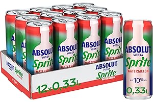 ‎SPRITE Absolut Vodka Sprite Wassermelone - alkoholhaltiges Mixgetränk (10% Vol) aus Wodka und erfrischendem Zitronen-Limetten-Wassermelonen-Geschmack in stylischen Einweg Dosen (12 x 330 ml)