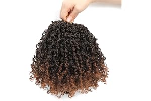 TAOYEMY Yanky Twists Crochet Braid Hair 8 Inch 8 Pcs Pre-looped Ombre Bohemian Spring Twists Syntetyczne przedłużanie włosów na szydełku (1B/30, 12 inch-3 pieces)
