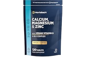 HORBÄACH Calcium Magnesium Zinc and Vitamin D | Calcium Tablets | High Strength Complex | 120 Vegan Tablets | Supplement for Women & Men | Horbaach