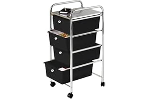 Premier Housewares Plastic Drawer Storage Kitchen Storage Trolley Chrome Craft Storage Storage Draws Storage Drawers On Wheels 79 cm x 39 cm x 33 cm