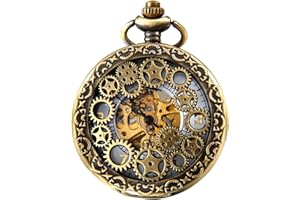 JewelryWe Orologio da Tasca a Quarzo Hollow Collana in Lega Orologio Vintage Orologi Meccanici Colore Bronzo Nero