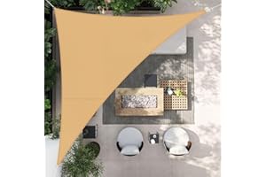 HENG FENG Sun Shade Sail Triangle 5x5x7m Waterproof PES Polyester Canopy Awning Sunscreen with 98% UV Block for Outdoor Patio Garden Sand