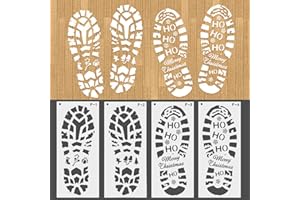 HOWAF Modelli di Stencil di Natale, 2 Paia di Stencil di Impronta Decorativa di Babbo Natale in plastica, Riutilizzabile Babbo Natale Babbo Natale Stampa Piede Stencil di Natale Accessorio