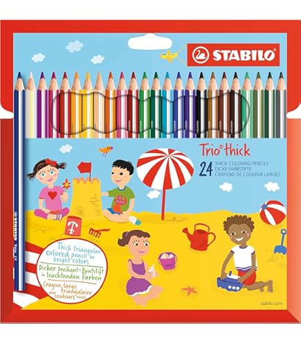 Set De 24 Crayons De Couleur Triangulaires Faber-Castell - Avec Taille-crayon, Pour Enfants Et Adultes