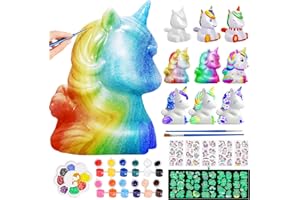 ALCKIJY Set di pittura luminosa Unicorno - Unicorno 3D luminoso, set di creazione artistica con adesivi Unicorno, materiale artistico, set creativo per bambini, per età 3 4 5 6 7 8 9 10 11 12 anni