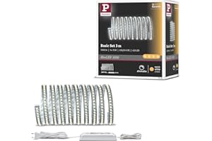 Paulmann 70588 Function MaxLED 1000 Kit de base LED bande 3m, 2700K Blanc chaud, 40W, 230/24V, 75VA, Argent 300x1,25x0,3 cm