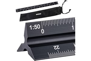 WINTEX Triangle Metal Scale Ruler - 30cm - Aluminium Architect & Design Metric Ruler for Architects or Engineers - 1:20, 1:50, 1:75, 1:100, 1:125 - w/Pouch