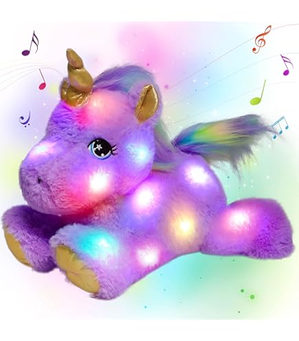 Peluche Unicorno Magico Illuminato A LED, Bianco, Misura Media (14-24 Pollici), Soffice E Coccoloso - Foto 3