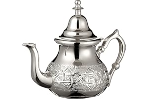 ESSENCE OF MOROCCO Moroccan Silver Teapot Perfect for Mint Tea Includes Handle Cover and Integrated Filter Authentic with a Classical Engraved Design Handmade XL Extra Large Capacity 1 Litre About 8 Tea Glasses
