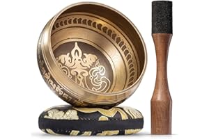 Tibetan Singing Bowl Set – Authentic Hand-Tuned Sound Bowl for Meditation – Complete Meditation Bowl Kit with Cushion, Mallet