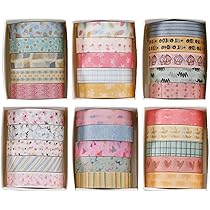 YUBX Dünn Washi Tape Set 120 Rollen Grundlegende Muster Dekorative Masking Tape Schlanke Geometrische Eleganz Klebeband Bunt für Kunst, DIY Handwerk, Tagebuch, Planer, Scrapbook, Verpackung