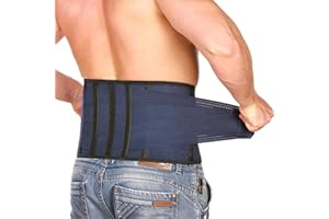 AVESTON Back Support Lower Back Brace for Back Pain Relief: Thin Breathable Rigid 6 ribs Adjustable Lumbar Support Belt for Men/Women Keeps Spine Straight and Safe – Belly size 38-45" Large