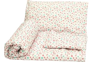 OLO Olobaby Reversible Cot Duvet/Quilt Cover and Pillowcase Set 2 pcs 100% COTTON (Pink flowers, 150 x 120 cm)