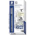 STAEDTLER 308 01-9 Pigment Liner Fineliner Pen for Writing & Technical Drawing - Black, 0.1mm (Box of 10)