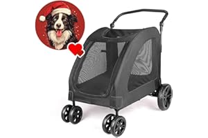 CAMPSOR Hundewagen Große Hunde bis 54kg (84.5 X 66 X 23.5 CM), Buggy für Hunde Kinderwagen Hunde Faltbar Klappbar 4 Rädern Hundewagen