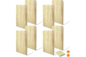 DIFIT Sujetalibros, Sujeta Libros, 4 Pares 8 Unidades Sujetalibros metálicos Antideslizante (Grano de Madera)