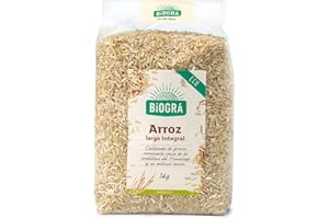 BIOGRÁ - Arroz Inregral de Grano Largo, Apto para Veganos, Bajo Contenido en Sal, Proveniente de Agricultura Ecológica, 1000g