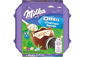 Milka - 4 Œufs Coques Oréo - Œufs en Chocolat de Pâques - Fourrés aux Éclats de Biscuit Oréo - Idée Cadeau - Chocolat à Offrir - 128 g