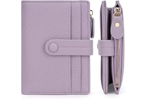 HKCLUF Portafoglio Donna Pelle Piccolo Blocco RFID Portamonete Cerniera Porta Carte di Credito Tanti Scomparti(A06-Taro viola)