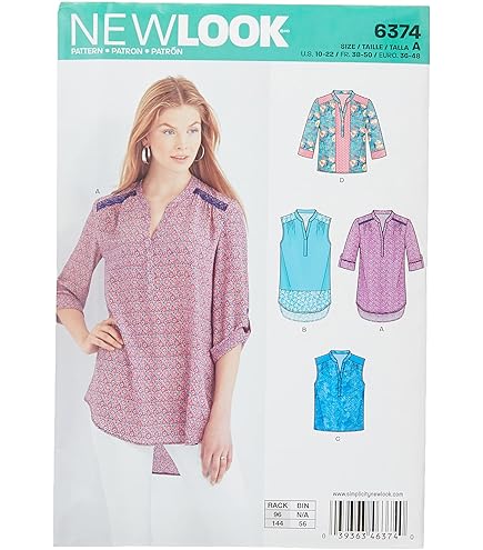 Simplicity Patterns 8498 - Camicetta da donna - Taglia O (12,14,16) - Italia