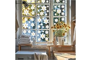 TAOBOSEC Pegatinas de Ventana, 72 Piezas Margarita Blanca Primavera Ventana Accesorios Decoración Reutilizables Estática Anti-Colisión de Vidrio Reutilizable Extraíble Para Puertas de Cristal Salón