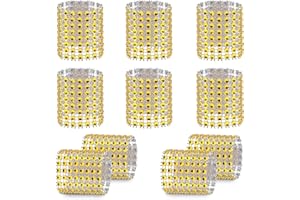 Funzhan 10pcs Gold Napkin Rings Napkin Buckles Adornment Rhinestone Napkin Holders Napkin Bands Wedding Receptions Dinner Party Table Decorations Anniversary Family Gatherings DIY Decoration