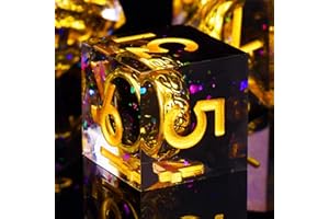 ORUZA DND Dice Set Lord of the Rings, 7 Pieces Polyhedral DND Dice Set Sharp Edge D&D Dice for Dungeons and Dragons Pathfinder RPG MTG Role Play Dice