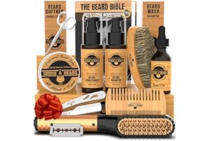 GROW ALPHA BEARD Beard Straightener Grooming Kit for Men, Beard Growth Oil, Sandalwood Balm, Beard Wash, Beard Brush & Comb, Beard Conditioner, Beard Razor and Scissors, & Beard E-Book, Great Gift Idea for Men's