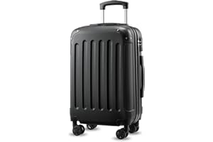 YOETEY Valigia Cabina con Ruote, Guscio Rigido in ABS, Trolley con Lucchetto TSA, Nero, 57x37x23 cm