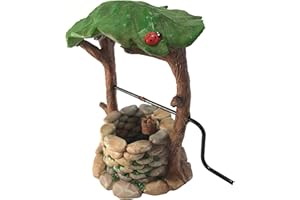 GLITZGLAM Miniature Wishing Well with Movable Handle and Water Bucket for Garden Gnomes -a Fairy Garden Accessory