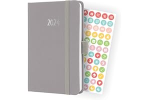 ‎SIGEL SIGEL J4402 Wochenkalender Jolie 2024, ca. A6, grau, Hardcover mit Textileinband, Gummiband, Stiftschlaufe, Einstecktasche, 174 Seiten, FSC-zertifiziert, Terminplaner