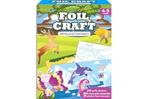 SOOVSY Art & Craft Activity, Foil Fun Animals Craft Kits, No Mess Art Toys for Kids, DIY Creative Game, Gifts for Boys and Girls Ages 4 to 9, Include 20 Picture Canvases & 200 Foil Stickers