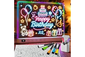 SOLORAGE Led Drawing Board for Children with 13 Light Effects, 35 * 25CM Rechargeable Kids Led Note Board with Colors, Neon Light Up Drawing Tablet Gifts for Christmas Birthday Gifts Presents