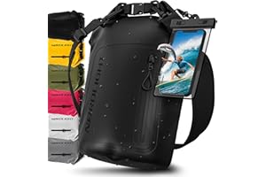 Nordlight Dry Bag wodoodporna torba z etui na telefon + zamknięcie rolowane, pasek na ramię | Drybag wodoodporny plecak worek transportowy torba żeglarska worek wodoszczelny - Czarny, 20 litrów