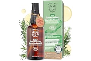 BIONOBLE Olio di Rosmarino per Capelli Bio - Stimola Crescita, Nutre il Cuoio Capelluto - Olio Capelli Rosmarino, Ricino, Argan - Rosemary Oil for Hair Growth - Bottiglia di Vetro, Pipetta - 50ml