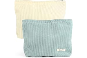 RVLZKCPG Kosmetiktasche Cord Groß Kapazität Schminktasche Make Up Tasche Multifunktionaler Stoff kosmetiktäschchen Schminktasche Reise Kleine Kosmetiktasche Schminktäschchen für Mädchen Damen 2 Stück