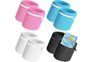 Zeuwets Juego de 12 muñequeras para el sudor, muñequeras absorbentes, banda de sudor absorbente, pulsera deportiva para hombre y mujer, algodón grueso suave