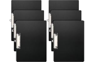 SOYIRI A4 Porte-Blocs,Lot de 6 Planchettes à Pince Avec Clip,Clipboard Porte-Formulaires,Horizontal Clip(Noir)