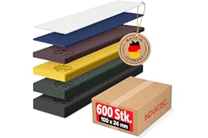 INOVATEC GMBH 600 x INOVATEC Kunststoff Verglasungsklötze Set Glasklötze Unterleger 100x24x 1, 2, 3, 4, 5, 6 mm Distanzklötze Trageklötze Abstandshalter