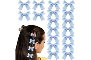 LUSOFIE 40 Pcs Mini Bow Hair Clips Satin Mini Bow Clips Small Bowknot Barrettes Hair Ribbon Alligator Clips Hair Bows for Girls Baby Women(Blue)