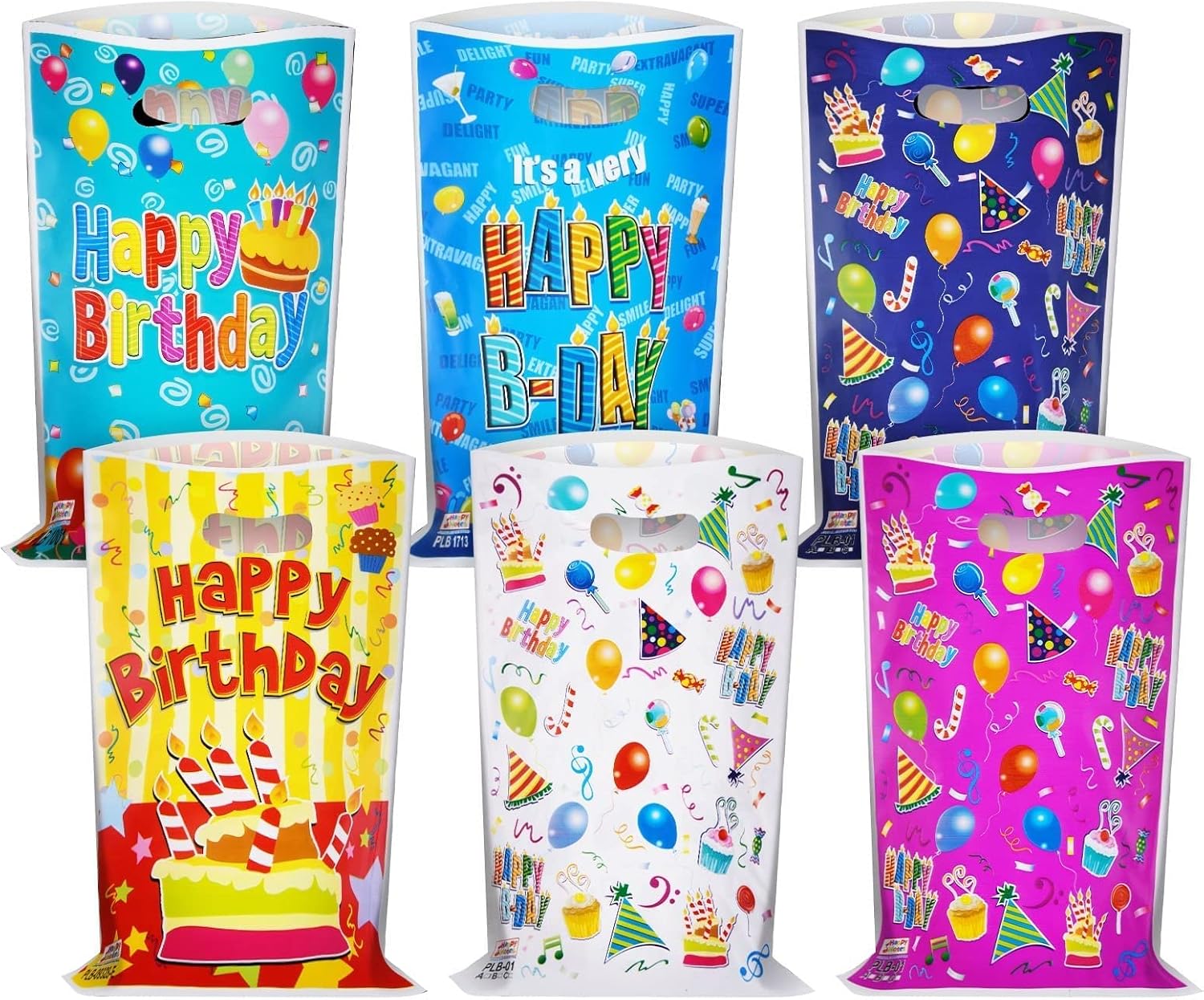 flintronic Lot de 30 sacs cadeaux, colorés, sacs d'anniversaire pour enfants, en plastique, pour fêtes, anniversaires, mariages, Noël, 6 couleurs