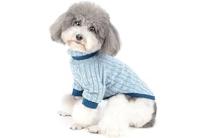Zunea Maglione Invernale per Cani Piccola Taglia Cucciolo Cappottino a Collo Alto in Morbido Cotone Lavorato a Maglia Abbigliamento Pullover Felpa Vestiti per Animali Domestici Chihuahua Gatti Blu M