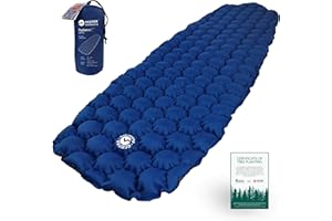 Ecotek Outdoors Hybern8 Ultralight Inflatable Sleeping Pad for Hiking Backpacking and Camping - Contoured FlexCell Design - Perfect for Sleeping Bags and Hammocks (Ocean Blue)