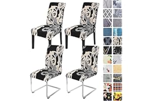 ‎ALISHOMTLL Alishomtll Stretch Chair Covers, Set of 4/6, Black Chair Covers, Swing Chair, Elastic Covers, Removable Washable Chairs, Protection for Dining Room, Hotel, Banquet, Wedding (Royal Style, Set of 4)