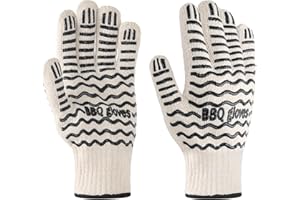 AKIUHEN Oven Glove, 932°F Extreme Heat Resistant Gloves, Non Slip Gloves with Fingers, Used for Kitchen Pot Racks, Ovens, and Outdoor Barbecue Cooking hot Surface Treatment (1 Pair of Black)