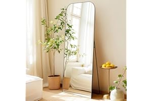 LunaMirror Full Length Mirrors Large Free Standing Floor Mirror Full Body Wall Mounted for Bedroom Living Room and Hallway, Black Aluminium Frame, 161x52 CM