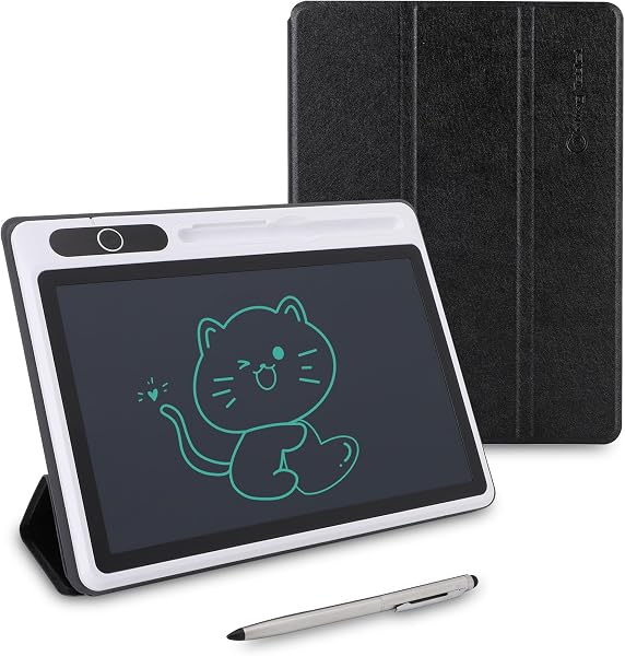 Elektronischer Notizblock LCD, Zeichenblock Geschäftsbedarf Digitaler Notizblock Elektronisches Tablet Notebook USB Handmalwerkzeug 9 Zoll (Schwarz (mit Kunstledertasche)) (schwarz (mit Lederetui)) - 1