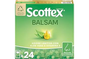 Scottex Balsam Fazzoletti di carta, Morbidi e Lenitivi, Dermatologicamente testati, Confezione da 24 Pacchetti di Fazzoletti