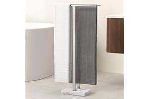 KES Toallero de Baño de Pie Barra Toallas Baño 2 Narras Acero Inoxidable Toallero de Barra con Base de Mármol Cepillado, BTH229-2